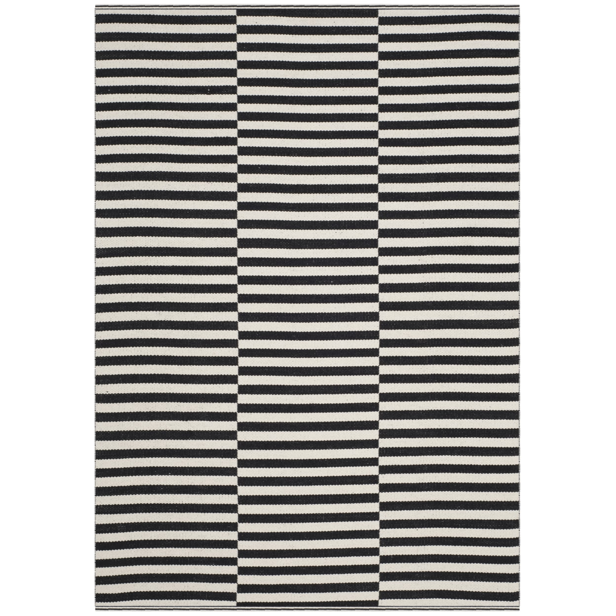 Montauk Black and Ivory 6' Square Handwoven Cotton Area Rug