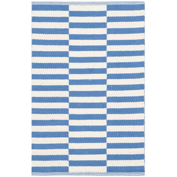 SAFAVIEH Montauk Raeyln Geometric Cotton Area Rug, Ivory/Blue, 3' x 5'