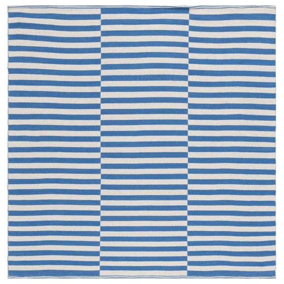 SAFAVIEH Montauk Raeyln Geometric Cotton Area Rug, Ivory/Blue, 6' x 6' Square