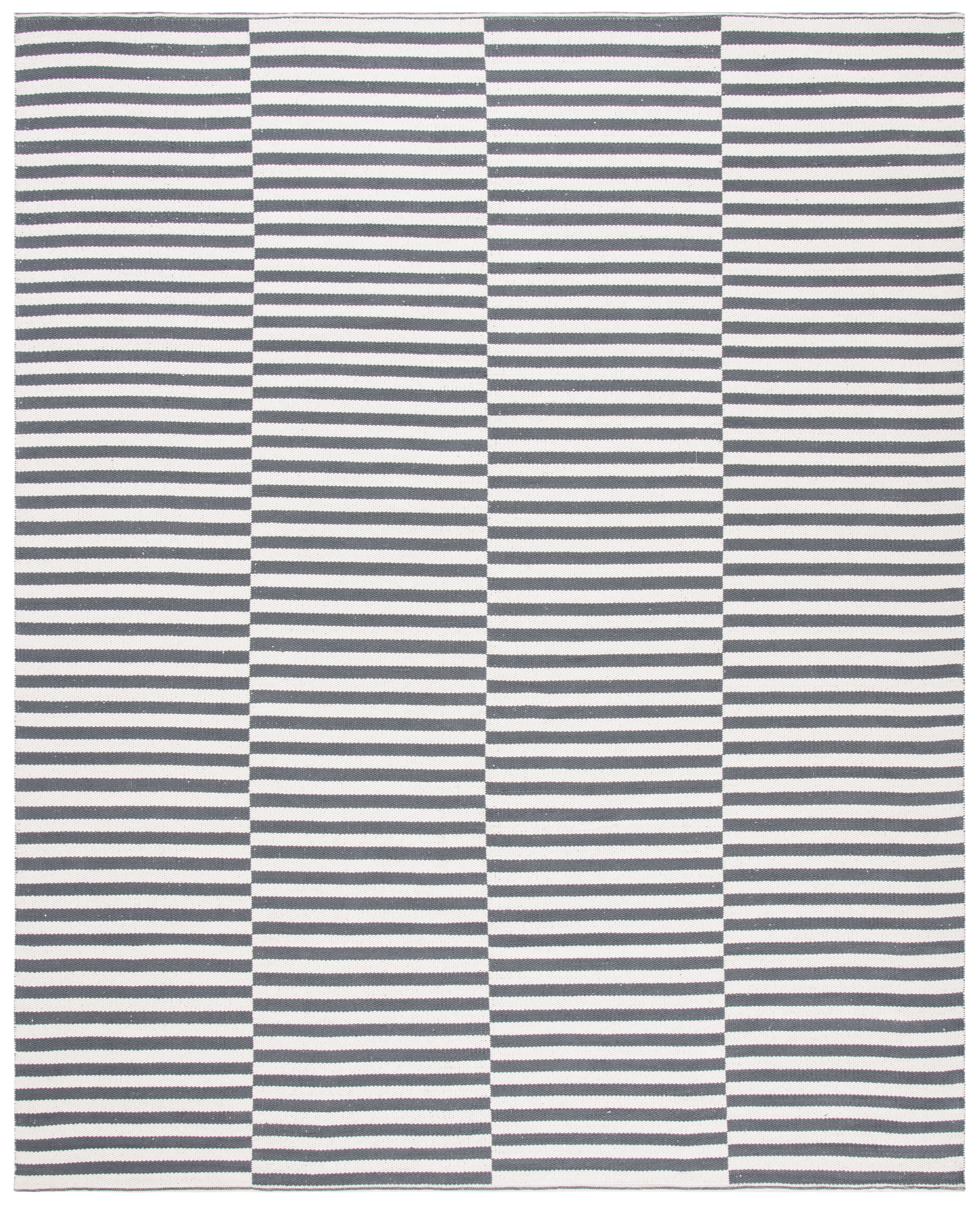 Gray and Ivory Handwoven Cotton 10' x 14' Rug