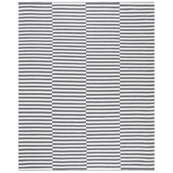 SAFAVIEH Montauk Raeyln Geometric Cotton Area Rug, Ivory/Grey, 10' x 14'