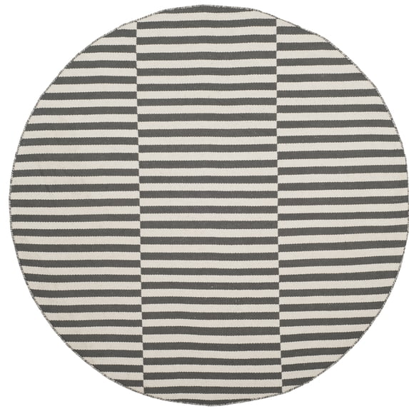 SAFAVIEH Montauk Raeyln Geometric Cotton Area Rug, Ivory/Grey, 4' x 4' Round