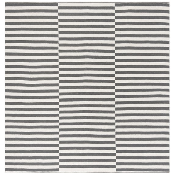 SAFAVIEH Montauk Raeyln Geometric Cotton Area Rug, Ivory/Grey, 8' x 8' Square