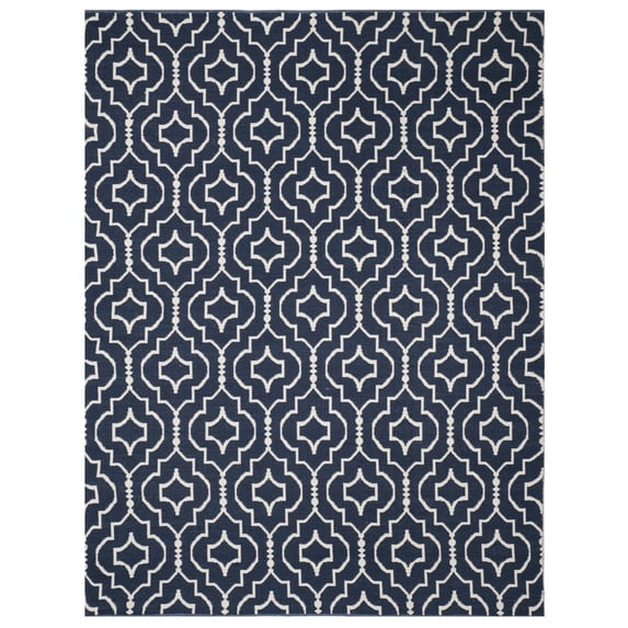 SAFAVIEH Montauk Raeyln Geometric Cotton Area Rug, Navy/Ivory, 3' x 5'