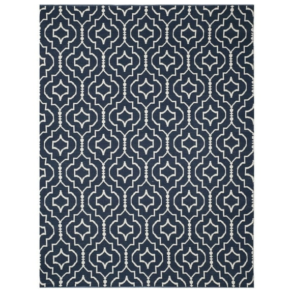 SAFAVIEH Montauk Raeyln Geometric Cotton Runner Rug, Navy/Ivory, 2'3" x 7'
