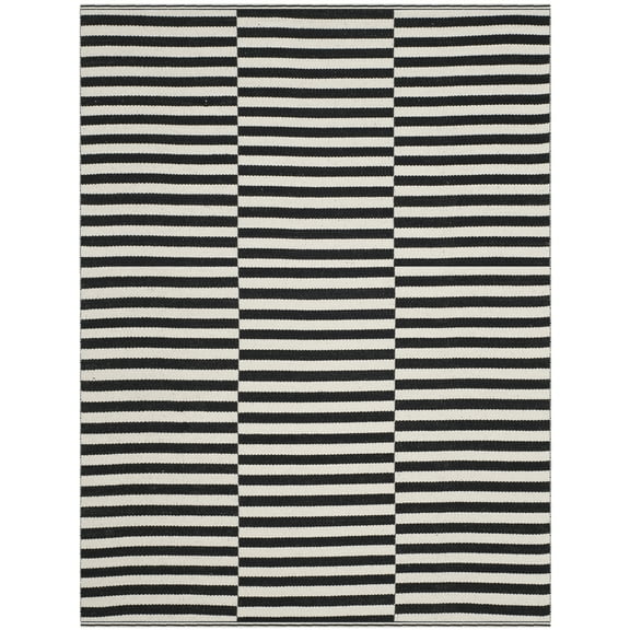 SAFAVIEH Montauk Raeyln Striped Cotton Area Rug, Ivory/Black, 2'6" x 4'