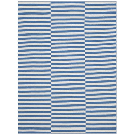 SAFAVIEH Montauk Raeyln Striped Cotton Area Rug, Ivory/Blue, 2'6" x 4'