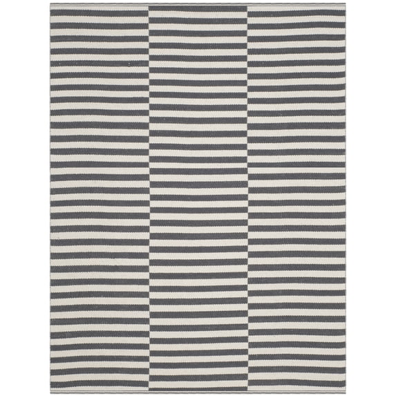 SAFAVIEH Montauk Raeyln Striped Cotton Area Rug, Ivory/Grey, 2'6" x 4'