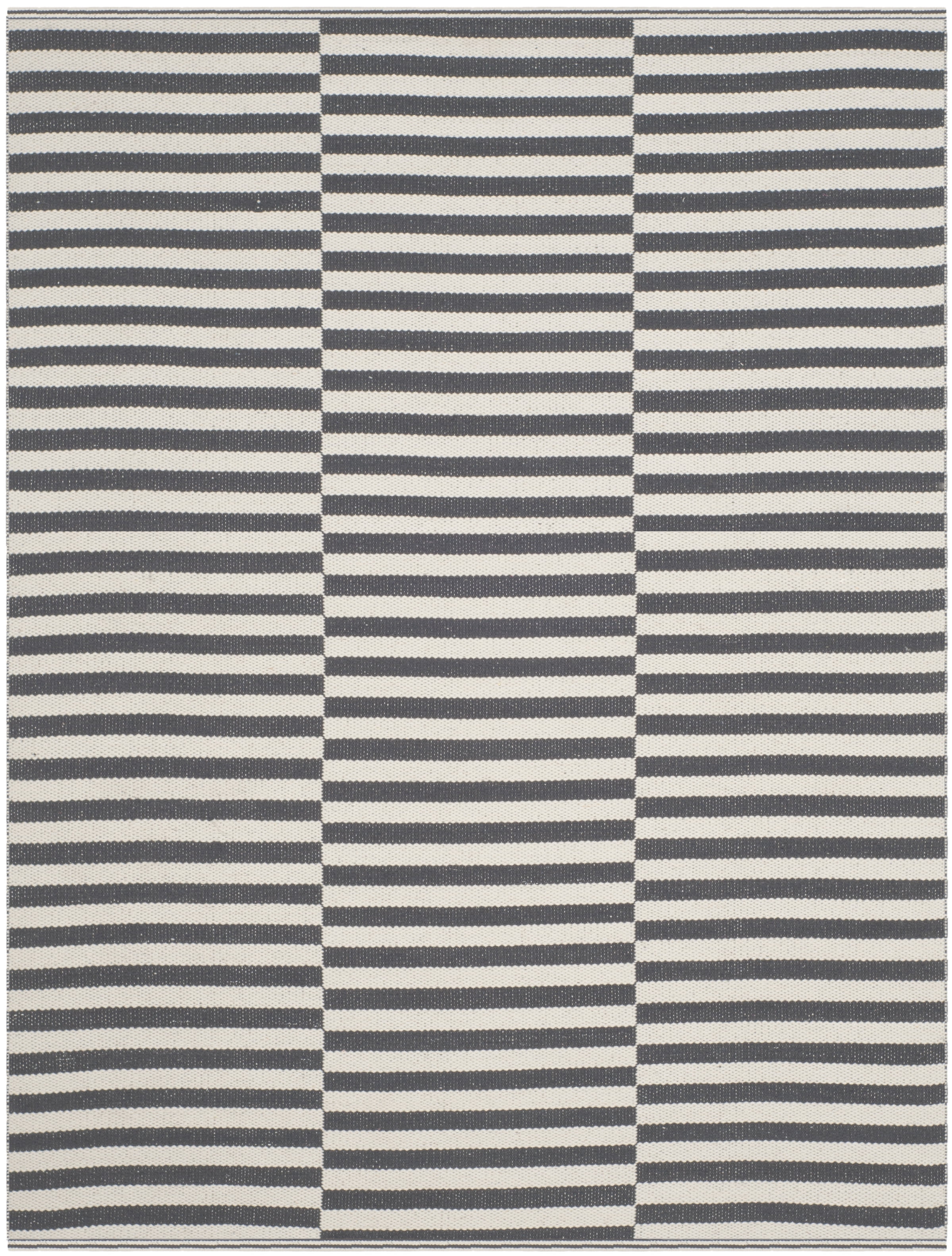 Ivory and Grey 3' x 5' Handmade Cotton Flat Woven Rug