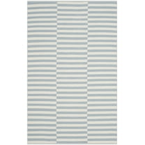 SAFAVIEH Montauk Raeyln Striped Cotton Area Rug, Ivory/Light Blue, 2'6" x 4'