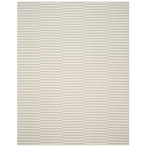SAFAVIEH Montauk Raeyln Striped Cotton Area Rug, Ivory/Light Grey, 4' x 6'