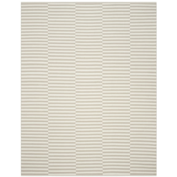 SAFAVIEH Montauk Raeyln Striped Cotton Area Rug, Ivory/Light Grey, 4' x 6'