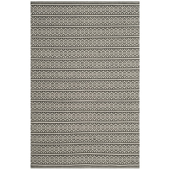 SAFAVIEH Montauk Randall Geometric Striped Cotton Area Rug, Ivory/Black, 4' x 6'