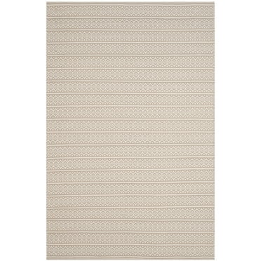 SAFAVIEH Montauk Randall Geometric Striped Cotton Area Rug, Ivory/Grey, 6' x 9'