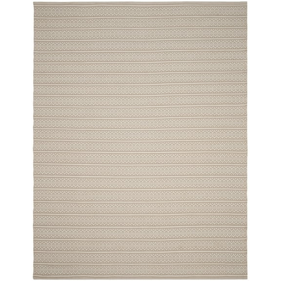 SAFAVIEH Montauk Randall Geometric Striped Cotton Area Rug, Ivory/Grey, 8' x 10'