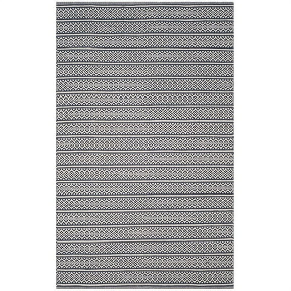 SAFAVIEH Montauk Randall Geometric Striped Cotton Area Rug, Ivory/Navy, 6' x 9'