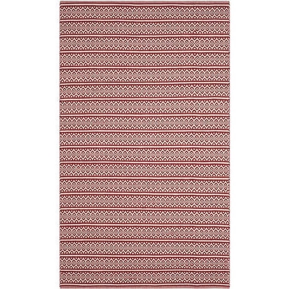 SAFAVIEH Montauk Randall Geometric Striped Cotton Area Rug, Ivory/Red, 6' x 9'