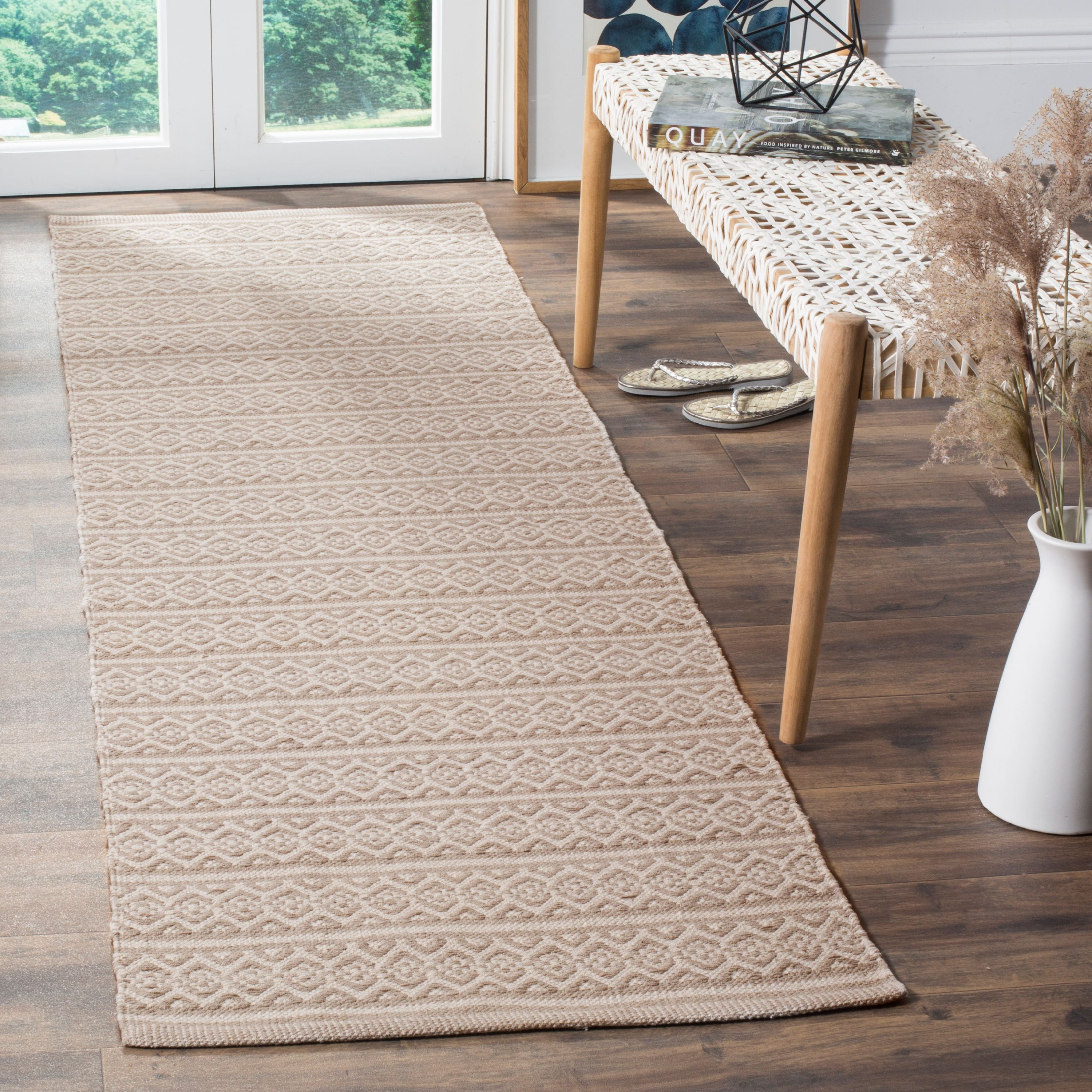 Coastal Charm Hand-Woven Gray and Ivory Stripe Wool-Cotton Runner Rug