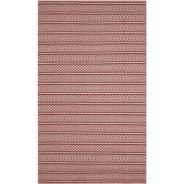 SAFAVIEH Montauk Randall Geometric Striped Cotton Runner Rug, Ivory/Red, 2'3" x 8'