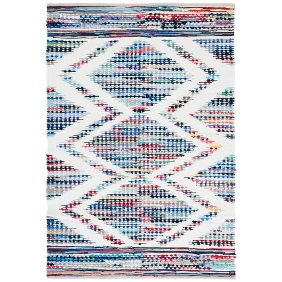 SAFAVIEH Montauk Rayen Diamond Area Rug, Ivory/Blue, 8' x 10'