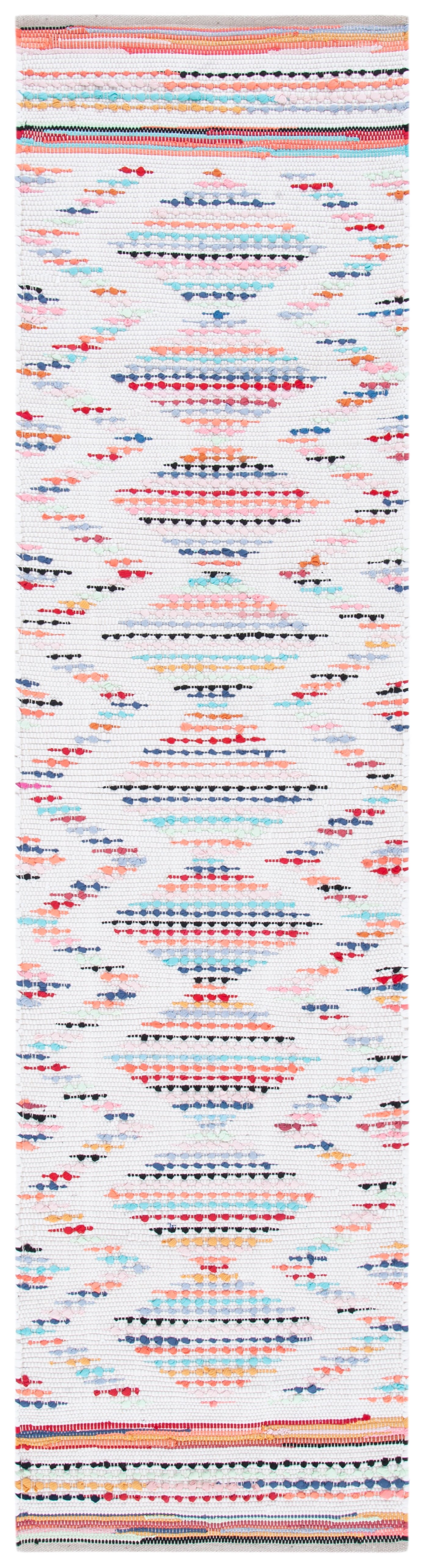 SAFAVIEH Montauk Rayen Diamond Runner Rug, Ivory/Blue, 2'3" x 9'