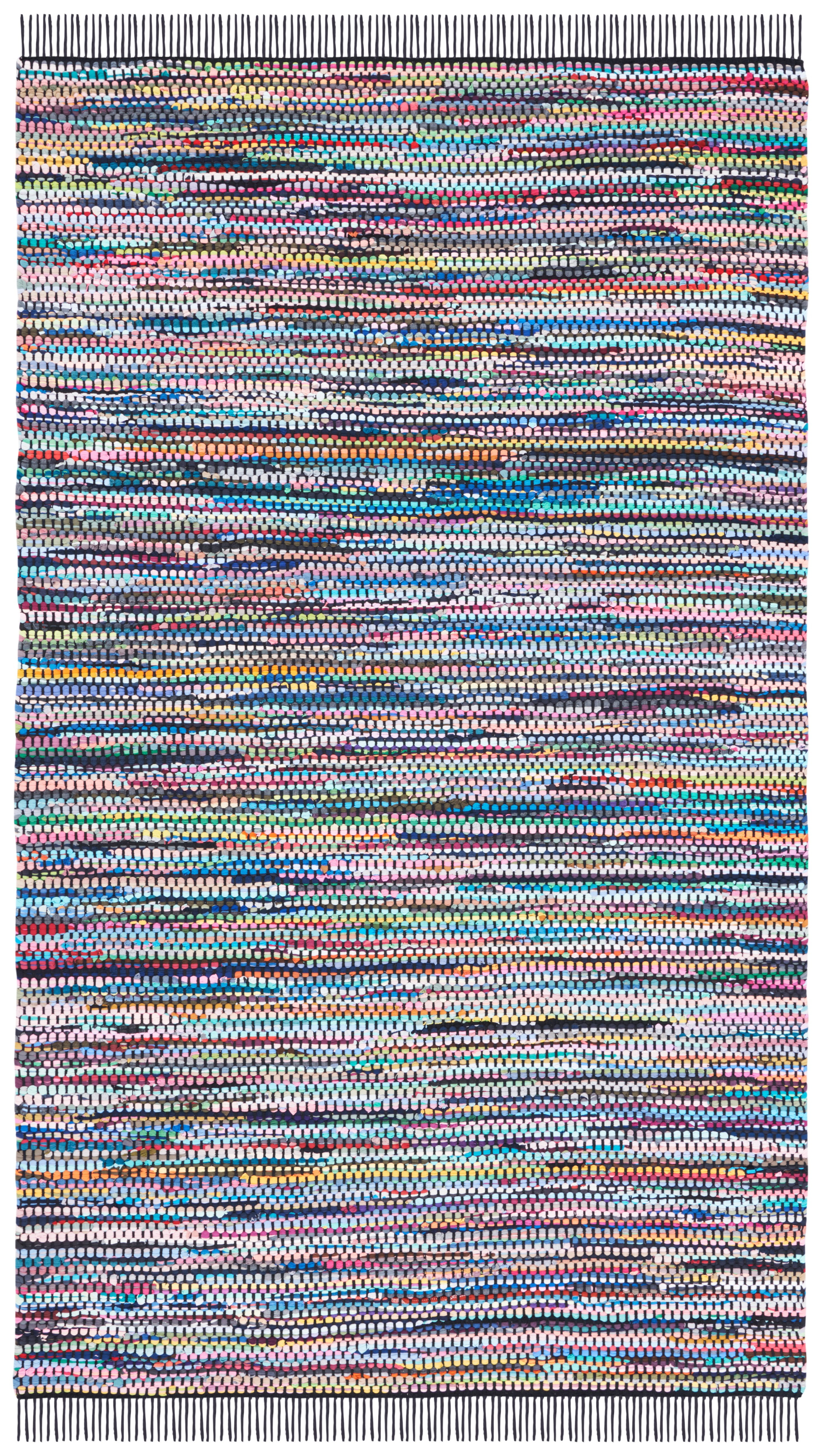 SAFAVIEH Montauk Renae Distressed Area Rug, Black/Pink, 6' x 9'