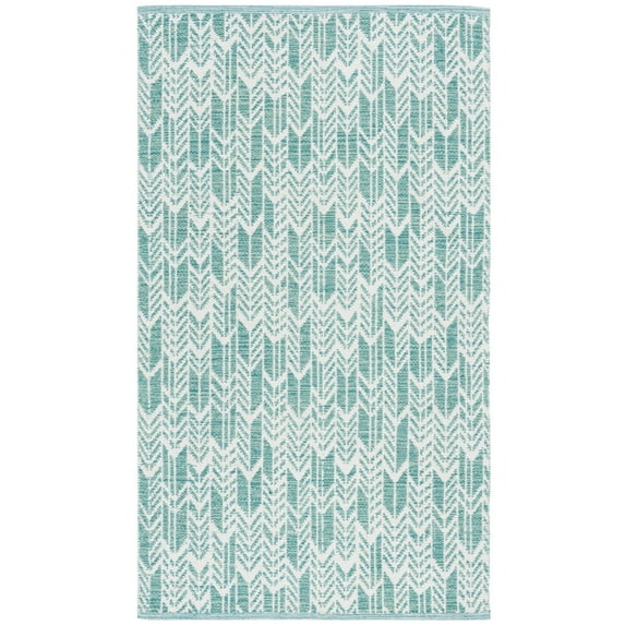 SAFAVIEH Montauk Rhoda Geometric Area Rug, Aqua/Ivory, 3' x 5'