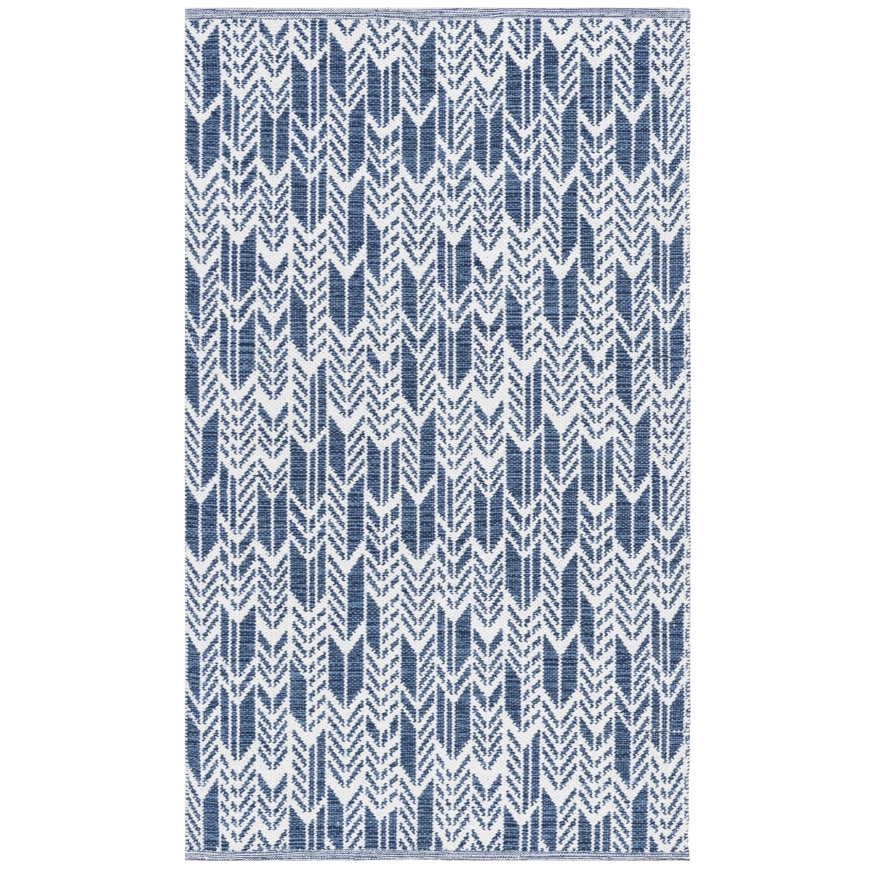 Navy and Ivory Flat Woven Wool Cotton Area Rug, 3' x 5'