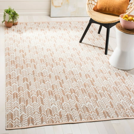 SAFAVIEH Montauk Rhoda Geometric Area Rug, Orange/Ivory, 5' x 8'