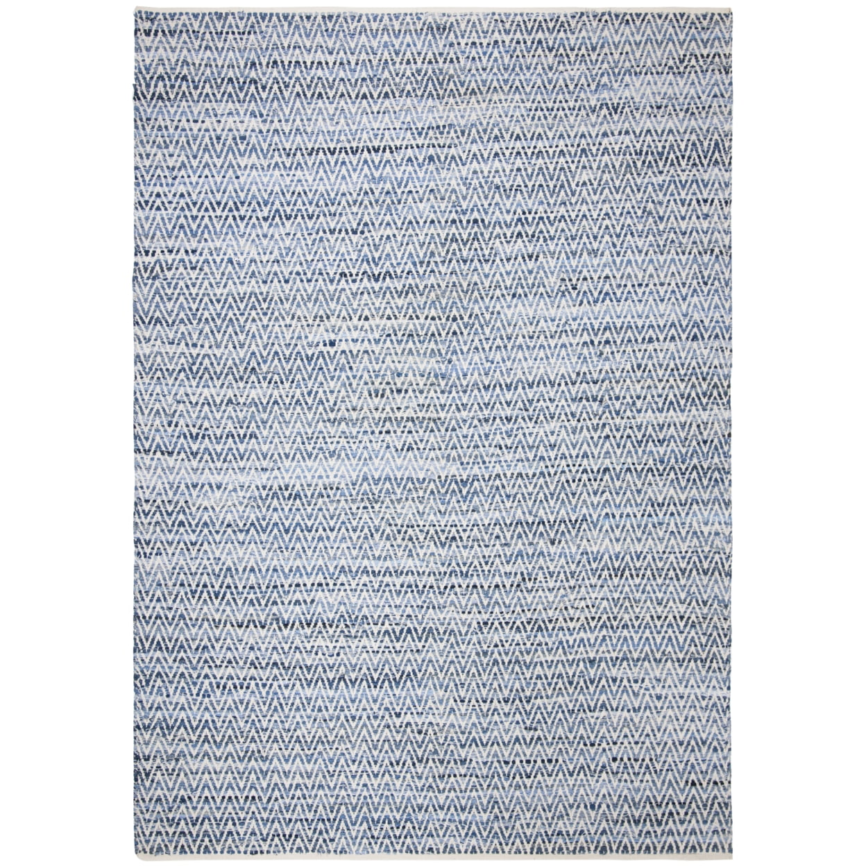 Turquoise and Ivory Cotton-Synthetic 3' x 5' Reversible Flat Woven Rug