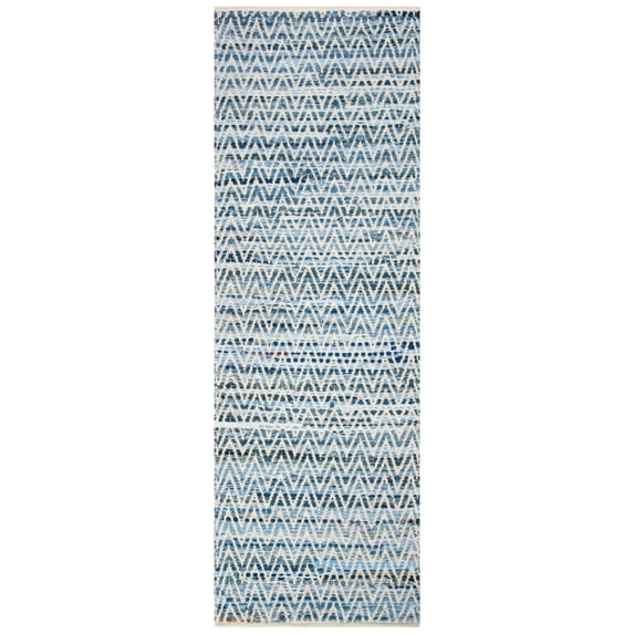 SAFAVIEH Montauk Robynne Braided Chevron Runner Rug, Blue, 2'3" x 7'