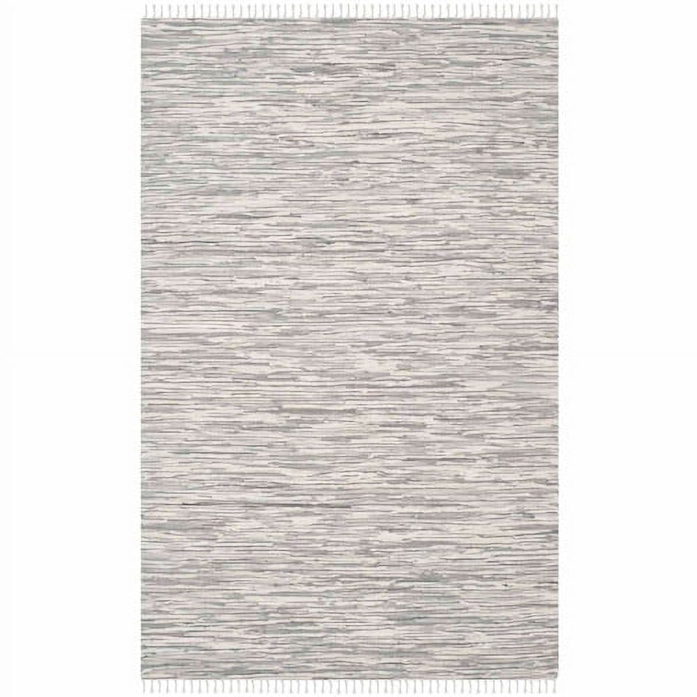 Coastal Charm Silver Cotton Hand-Woven Area Rug, 9' x 12'