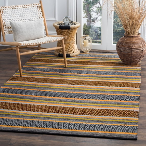 SAFAVIEH Montauk Rothesay Striped Soft Braided Cotton Area Rug, Navy/Multi, 3' x 5'