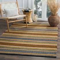 SAFAVIEH Montauk Rothesay Striped Soft Braided Cotton Area Rug, Navy/Multi, 8' x 10'