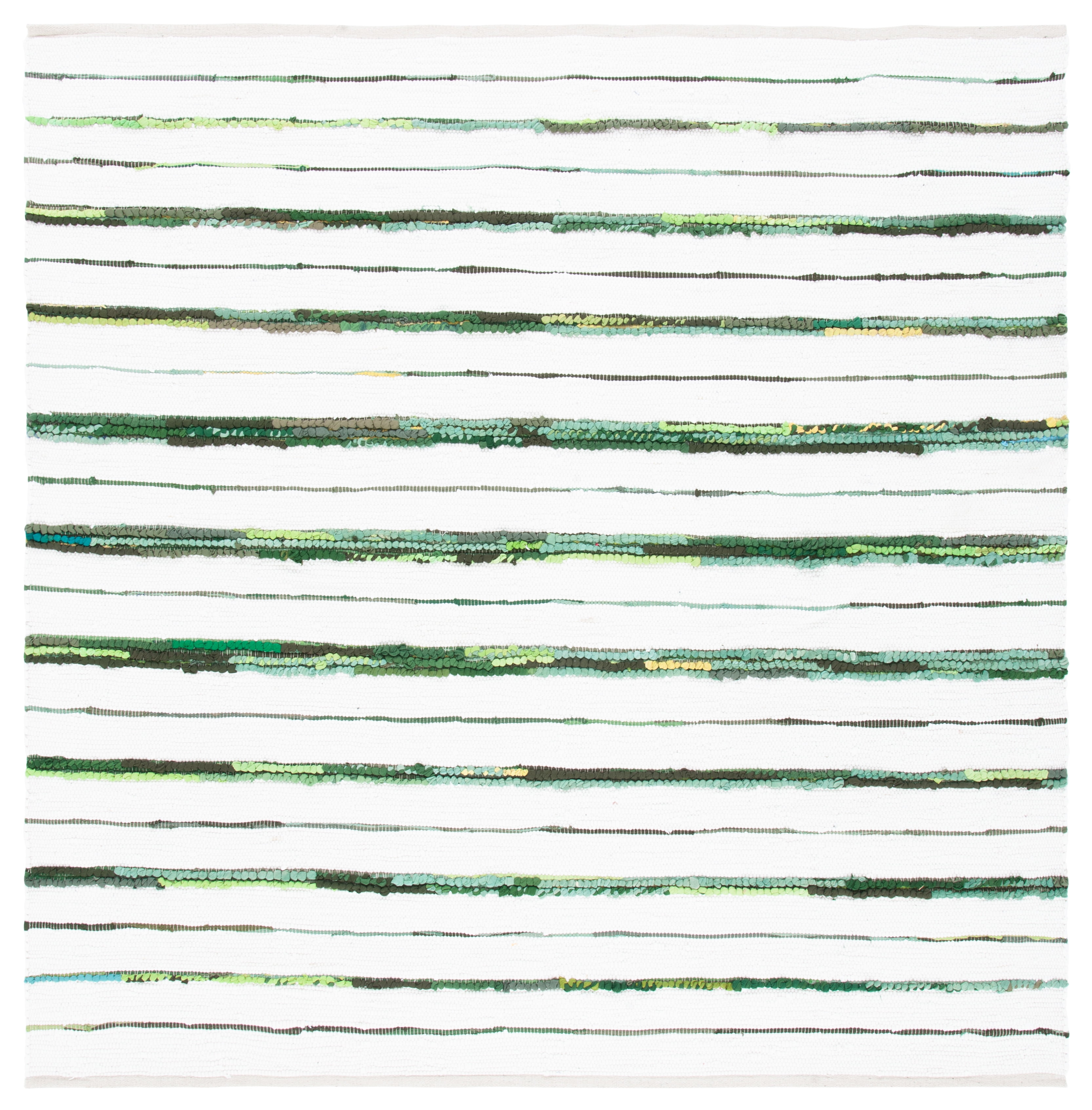 Ivory Ikat Tie-Dye Effect 6' Square Handwoven Cotton Rug