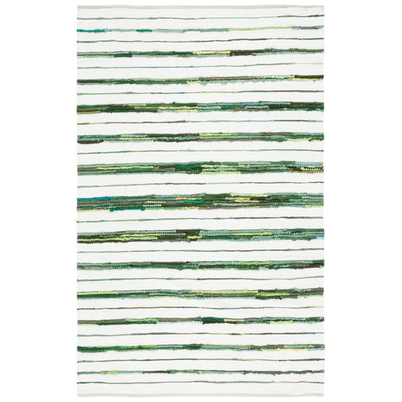 SAFAVIEH Montauk Rowena Striped Area Rug, Green/Ivory, 6' x 9'