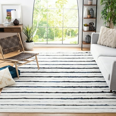 SAFAVIEH Montauk Rowena Striped Area Rug, Navy/Ivory, 8' x 10'