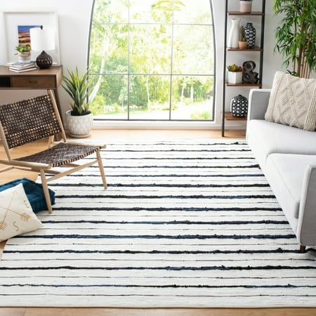 SAFAVIEH Montauk Rowena Striped Area Rug, Navy/Ivory, 8' x 10'