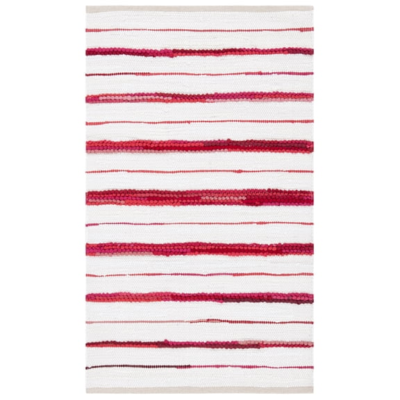 SAFAVIEH Montauk Rowena Striped Area Rug, Red/Ivory, 3' x 5'