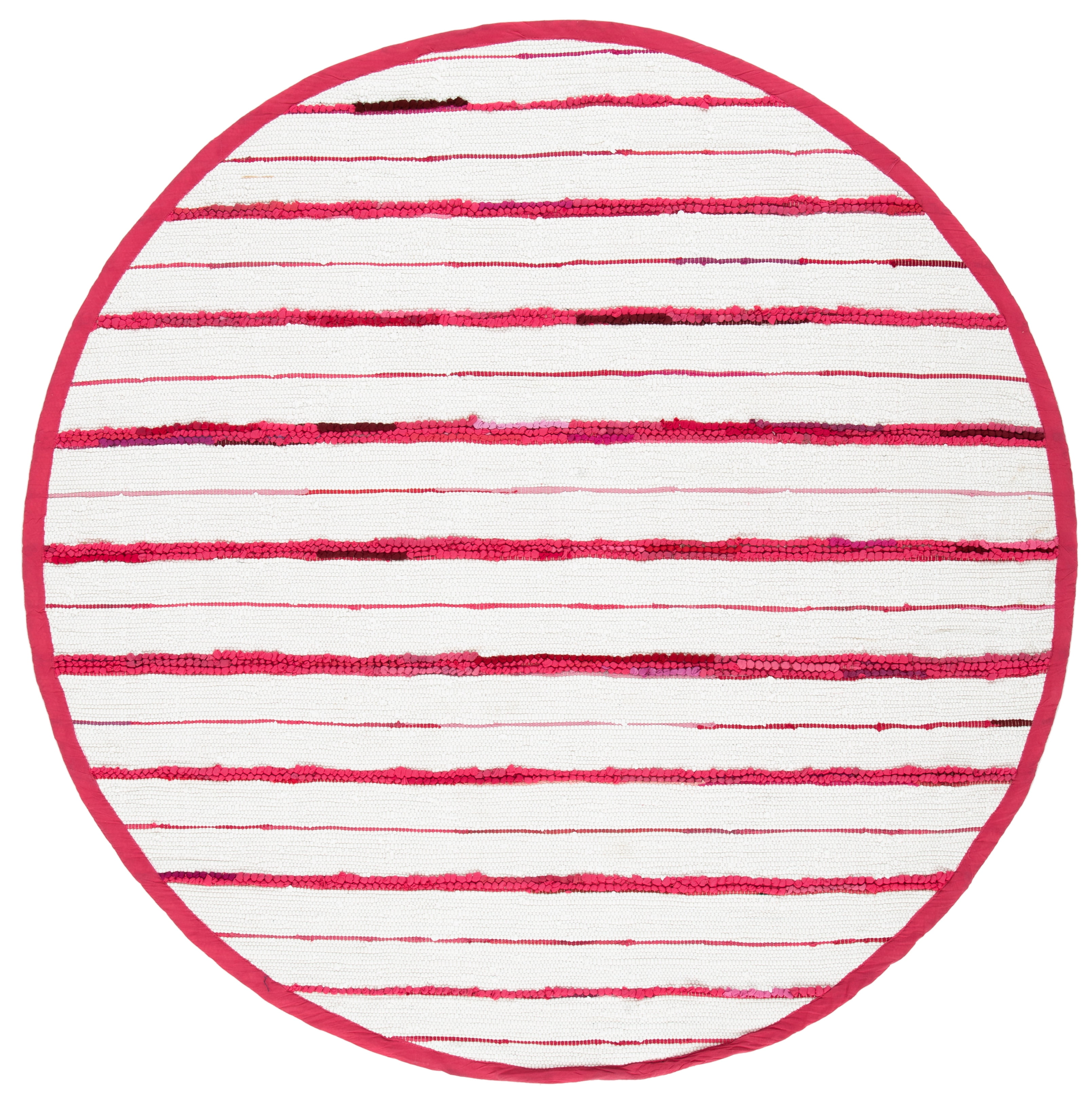 Rowena Rug SAFAVIEH Montauk Rowena Striped Area Rug, Red/Ivory, 6' x 6' Round ...