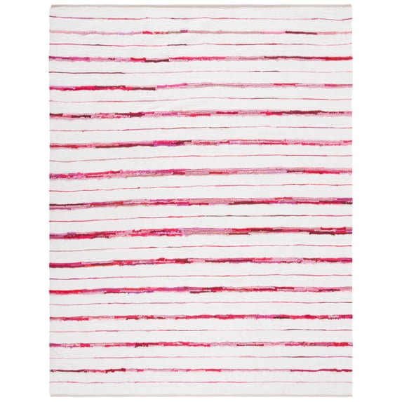 SAFAVIEH Montauk Rowena Striped Area Rug, Red/Ivory, 8' x 10'