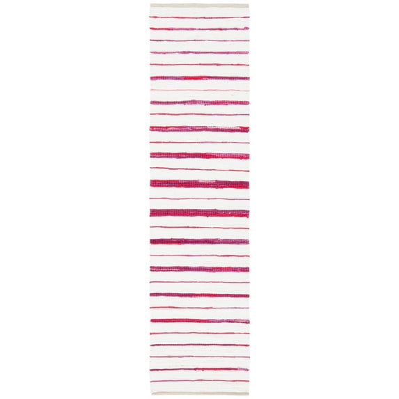 SAFAVIEH Montauk Rowena Striped Runner Rug, Red/Ivory, 2'3" x 9'