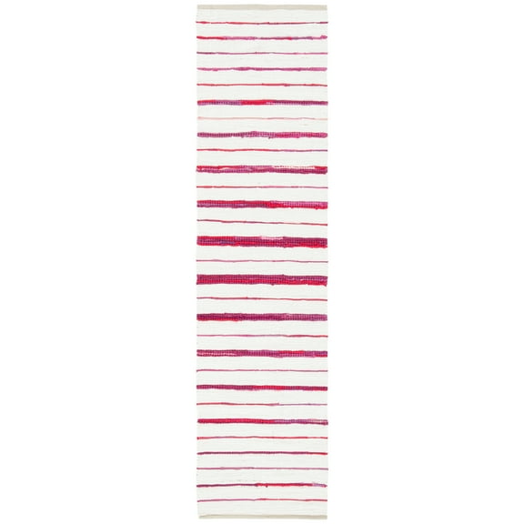SAFAVIEH Montauk Rowena Striped Runner Rug, Red/Ivory, 2'3" x 9'