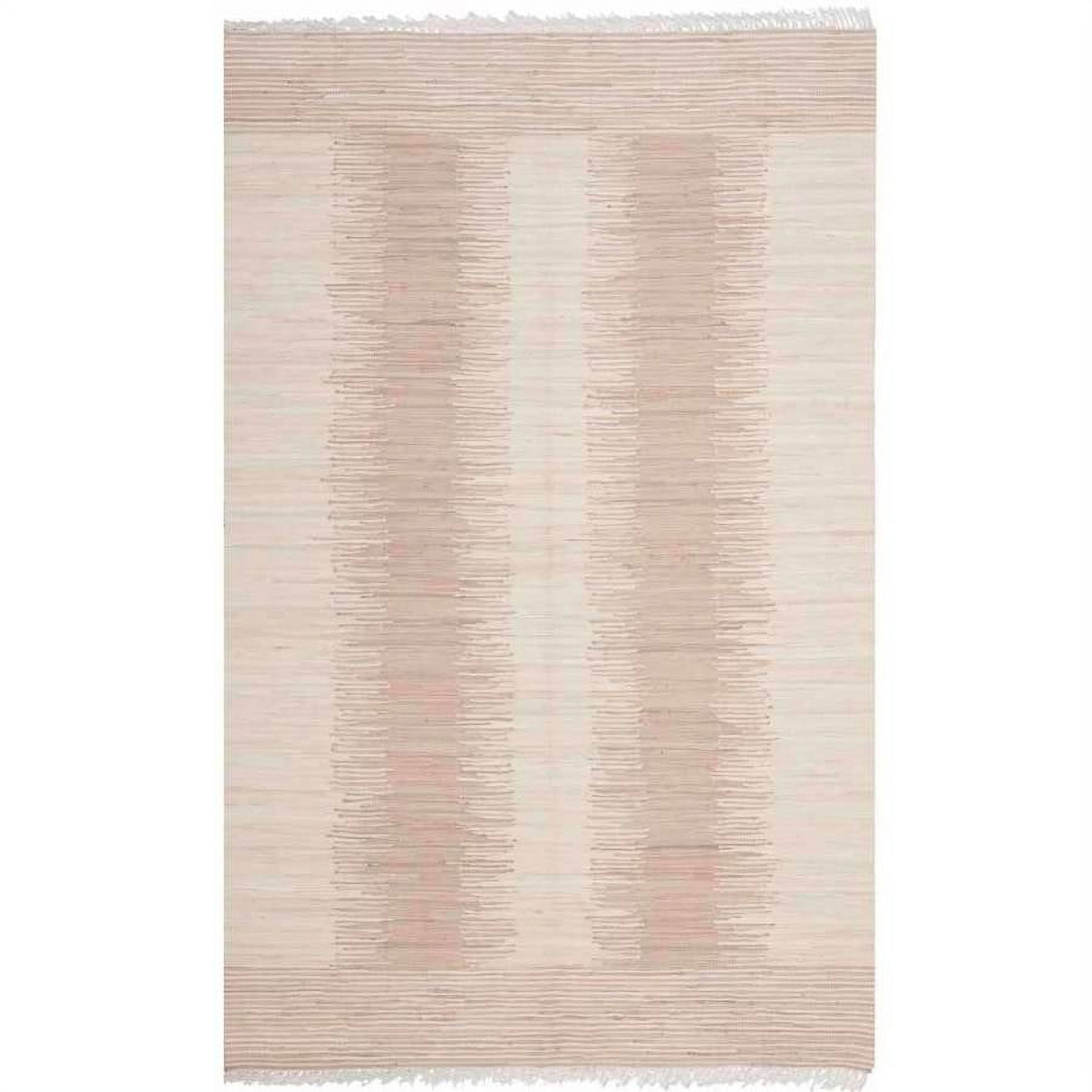 Montauk Beige and White Handwoven Cotton Area Rug 6' x 9'