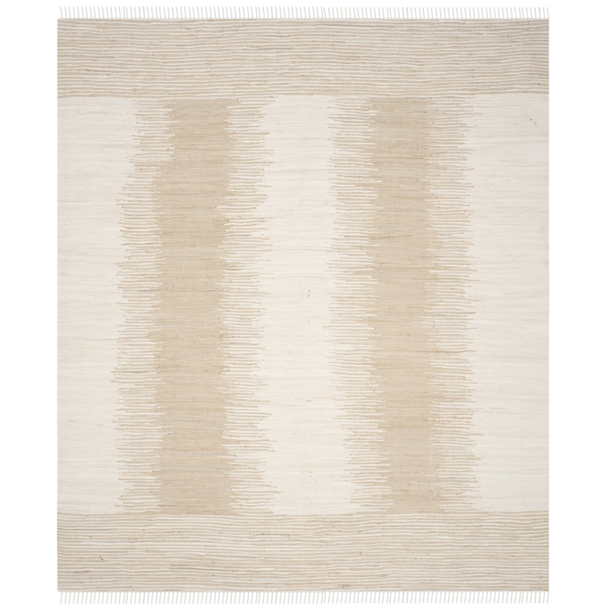 Ivory and Beige Handwoven Cotton 8' x 10' Area Rug