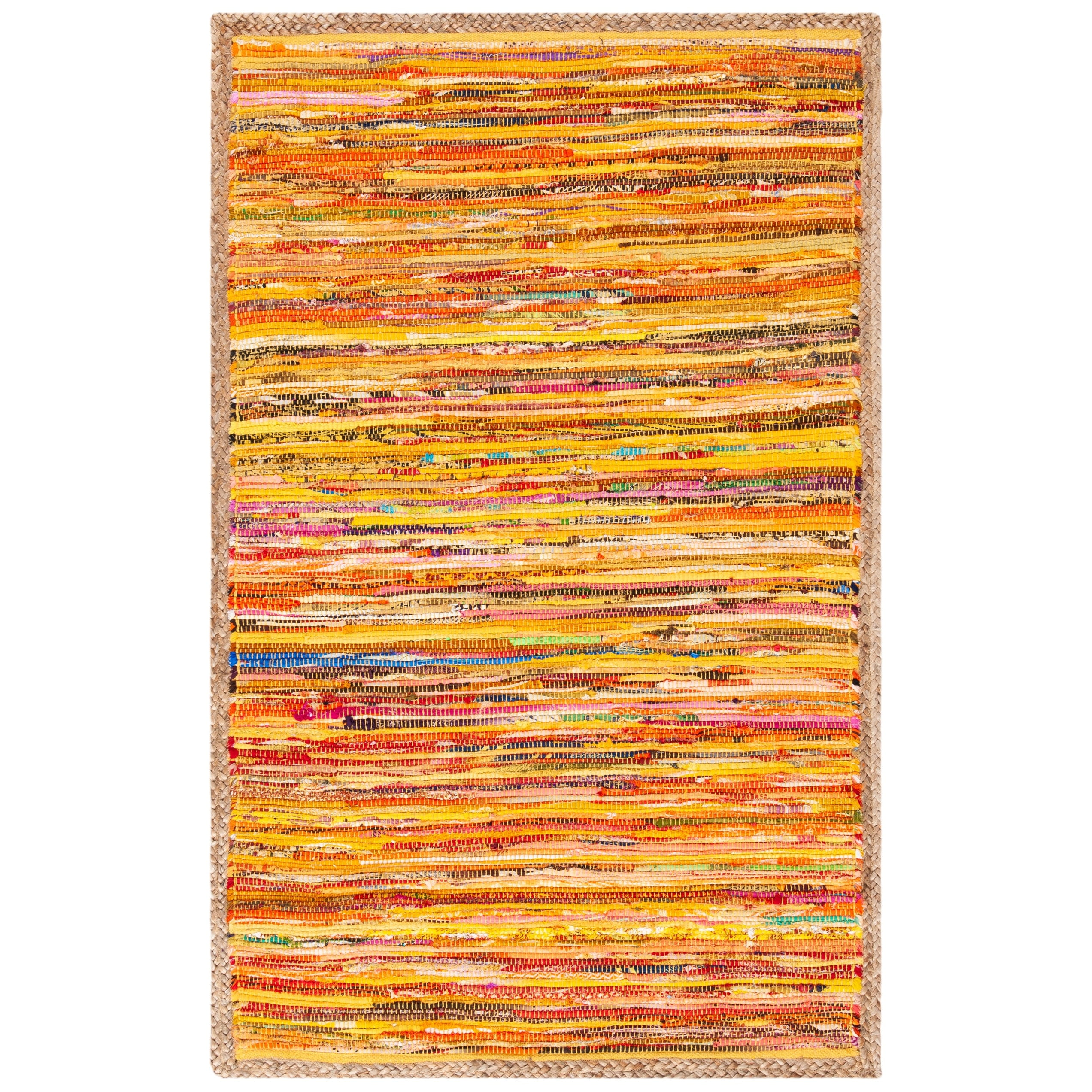 Montauk Gold and Natural Handwoven Cotton Rug 3' x 5'