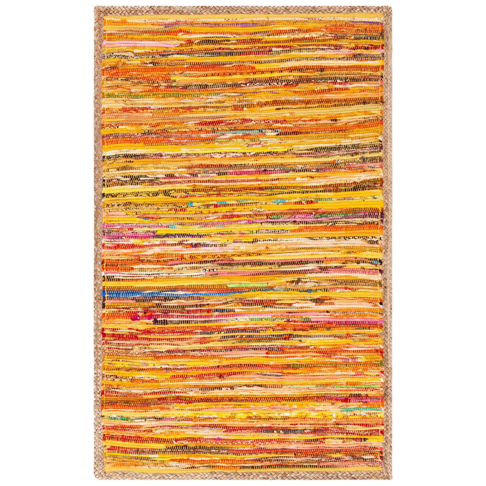 Montauk Gold and Natural Handwoven Cotton Rug 3' x 5'