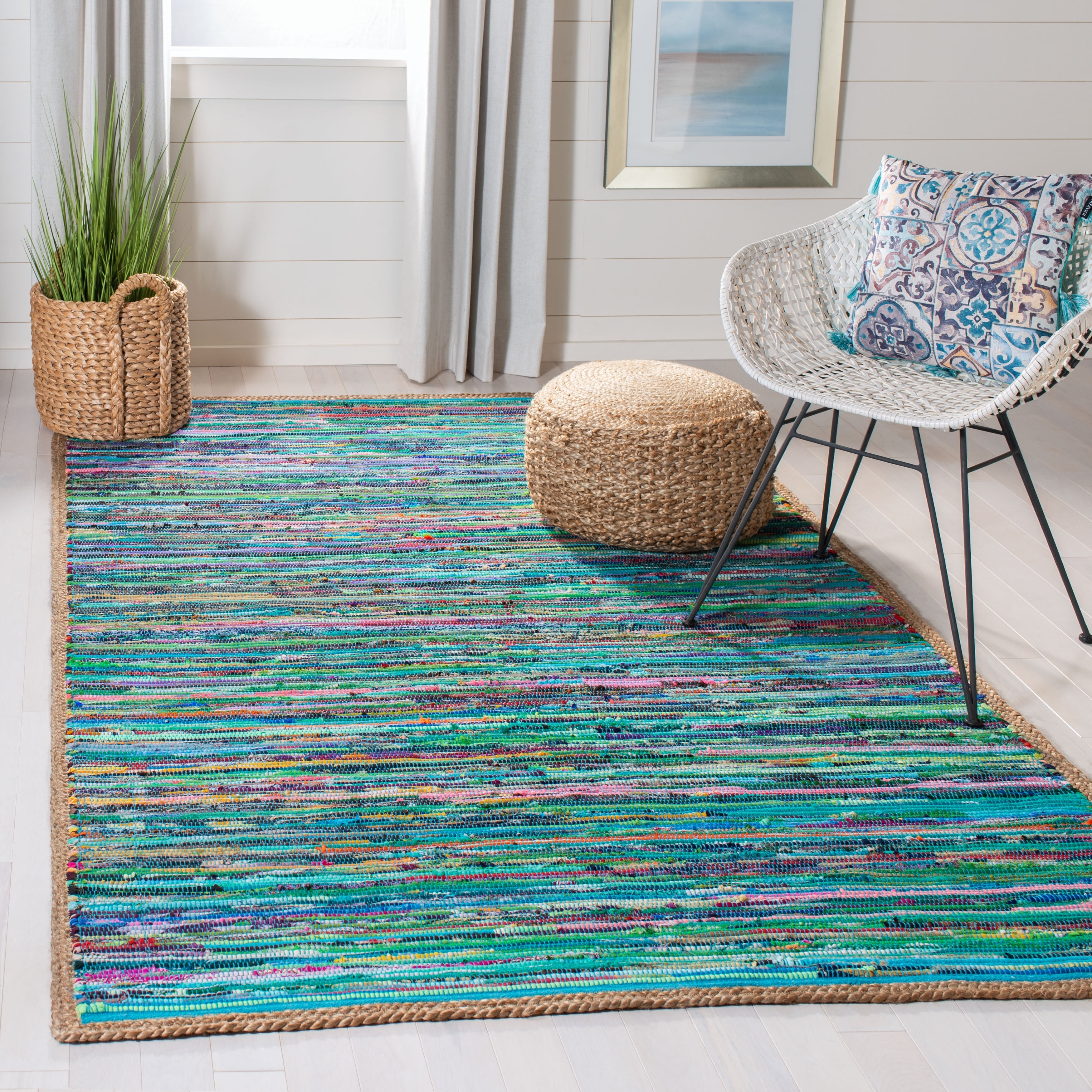 Coastal Breeze Green/Natural Cotton & Synthetic 8' x 10' Area Rug