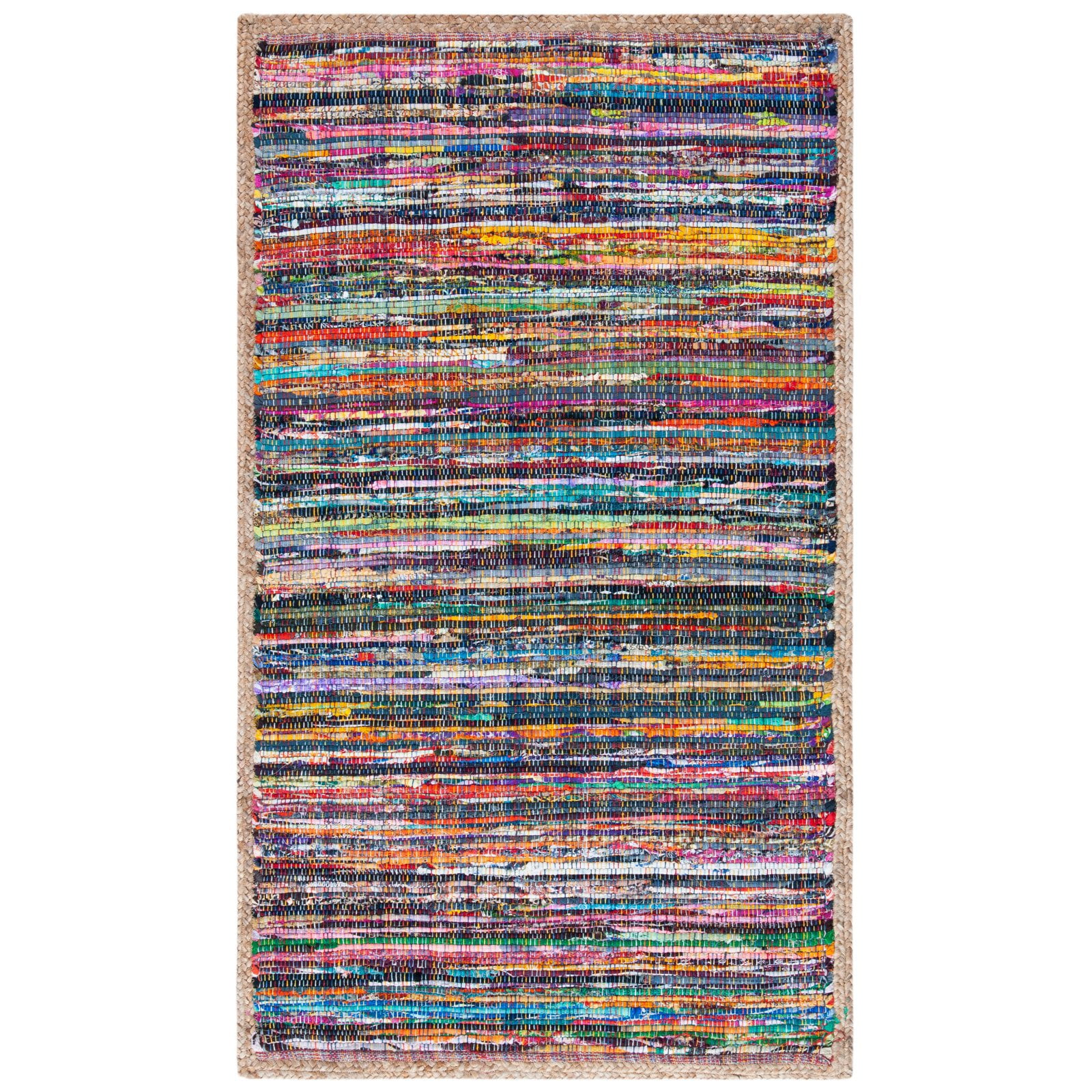Coastal Charm Montauk 3' x 5' Hand-Woven Multicolor Cotton Rug