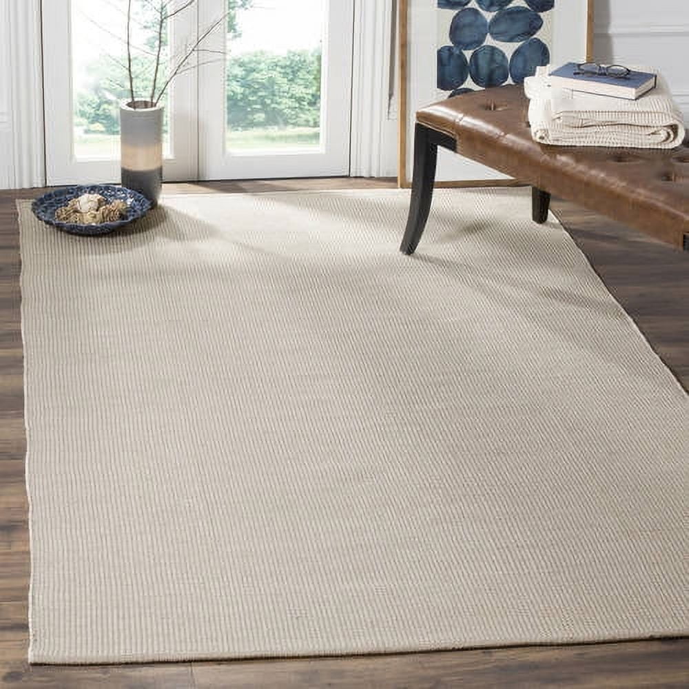 Ivory and Grey Handwoven Cotton 8' x 10' Area Rug
